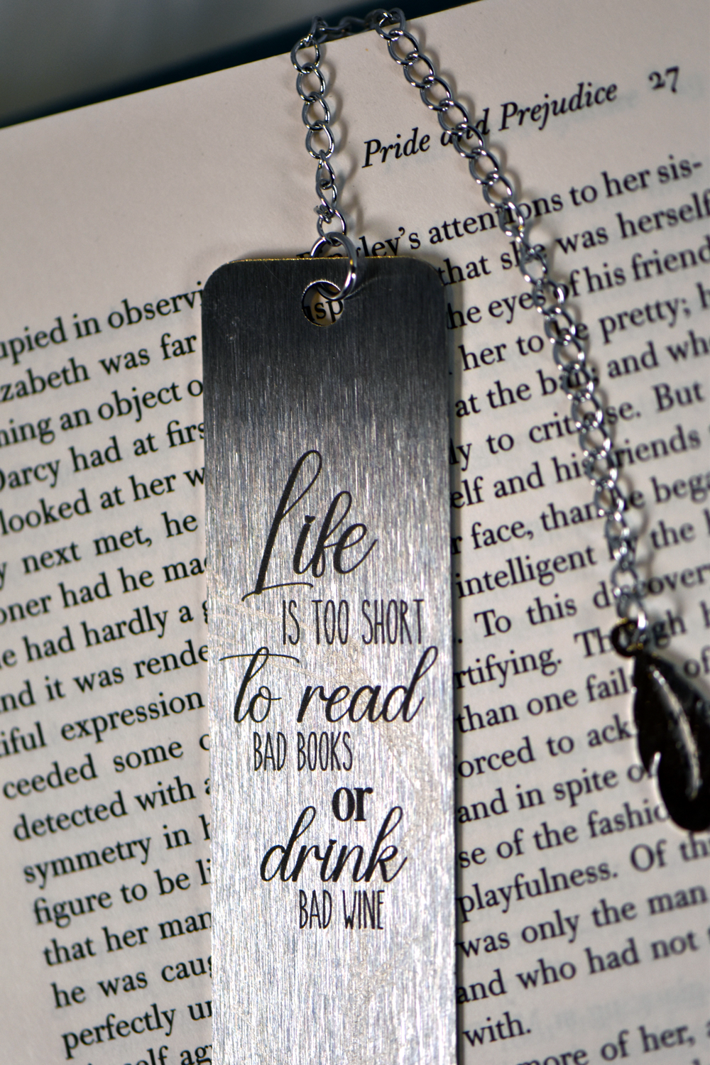 “Life Is Too Short” Engraved Stainless Steel Bookmark