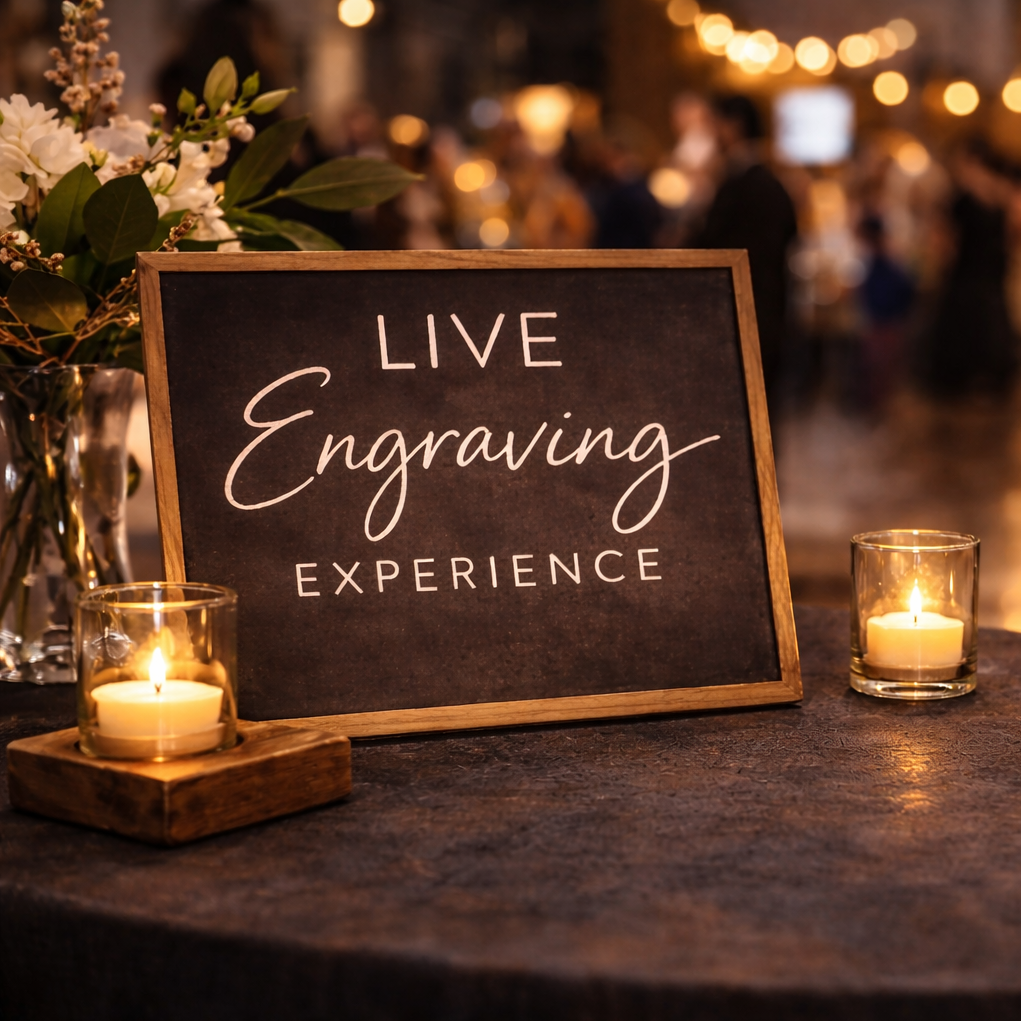 Laser & Build Boutique on-site engraving setup creating personalized keepsakes for a live event in the Boise area.