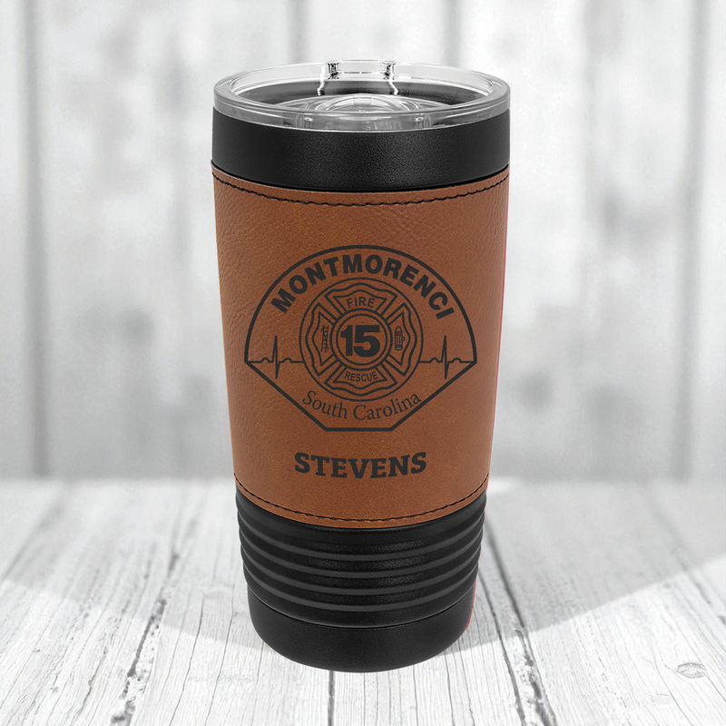 Custom engraved tumblers featuring elegant design with 'Rise and Grind Espresso' text.