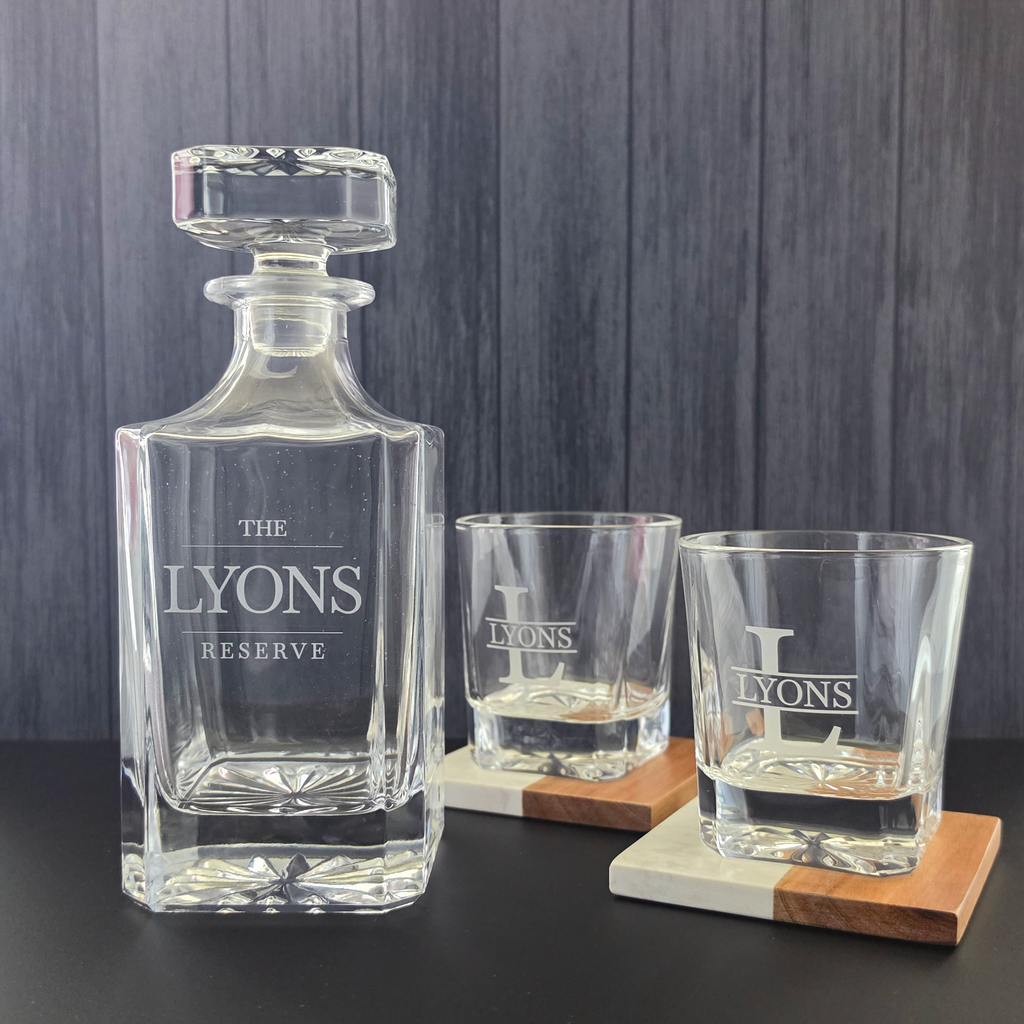 Personalized Whiskey Decanter Set | Custom Engraved Gift Set