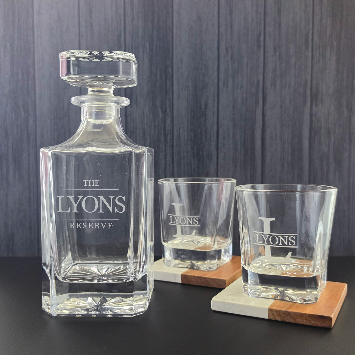 Personalized Whiskey Decanter Set | Custom Engraved Gift Set