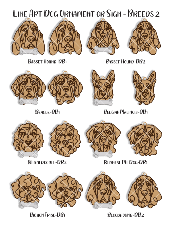Personalized Dog Portrait - Wood Line Art Decor - 96 Breeds with Optional Name Bone or Winged Paw
