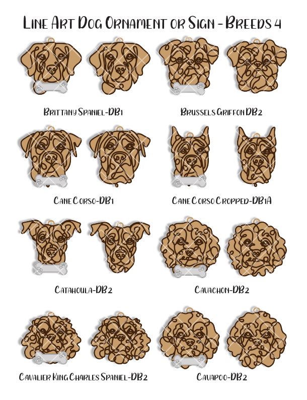 Personalized Dog Portrait - Wood Line Art Decor - 96 Breeds with Optional Name Bone or Winged Paw