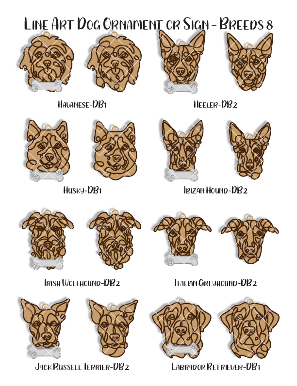 Personalized Dog Portrait - Wood Line Art Decor - 96 Breeds with Optional Name Bone or Winged Paw
