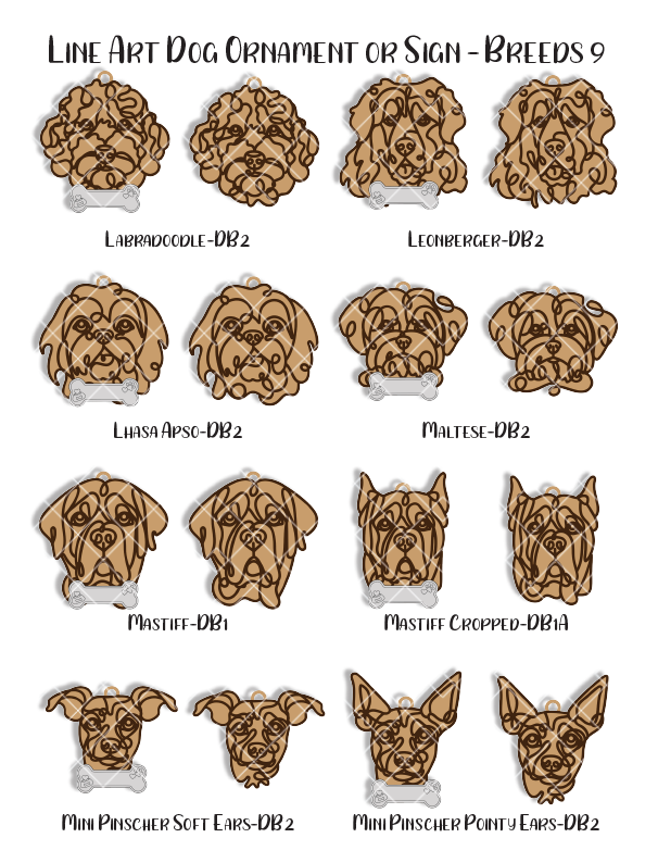 Personalized Dog Portrait - Wood Line Art Decor - 96 Breeds with Optional Name Bone or Winged Paw