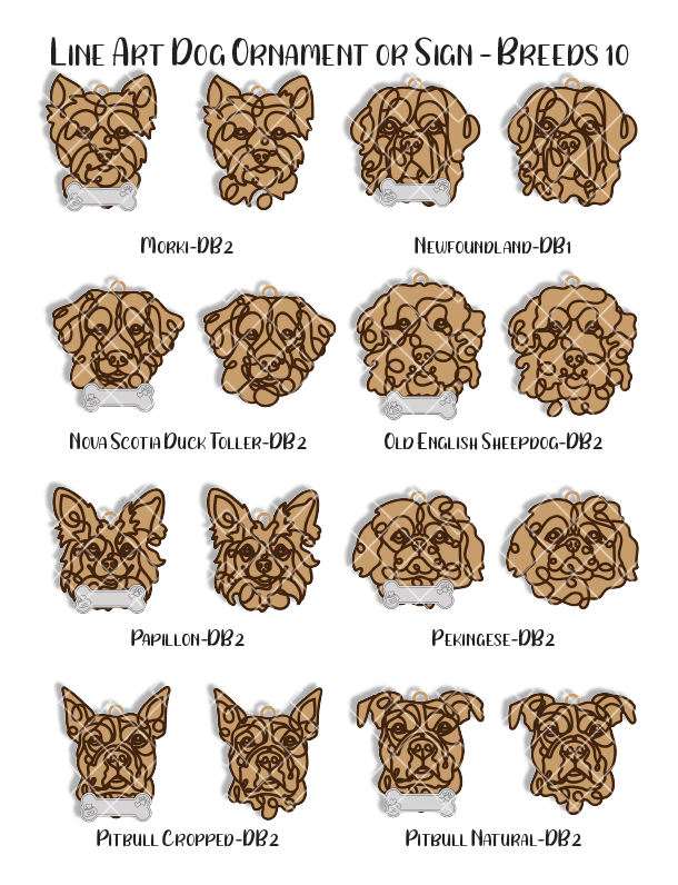 Personalized Dog Portrait - Wood Line Art Decor - 96 Breeds with Optional Name Bone or Winged Paw