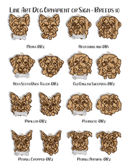Personalized Dog Portrait - Wood Line Art Decor - 96 Breeds with Optional Name Bone or Winged Paw