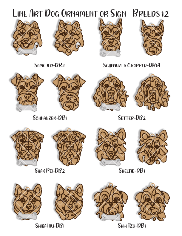 Personalized Dog Portrait - Wood Line Art Decor - 96 Breeds with Optional Name Bone or Winged Paw