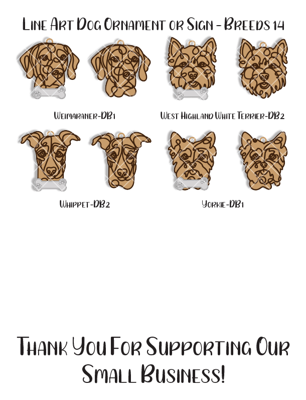 Personalized Dog Portrait - Wood Line Art Decor - 96 Breeds with Optional Name Bone or Winged Paw