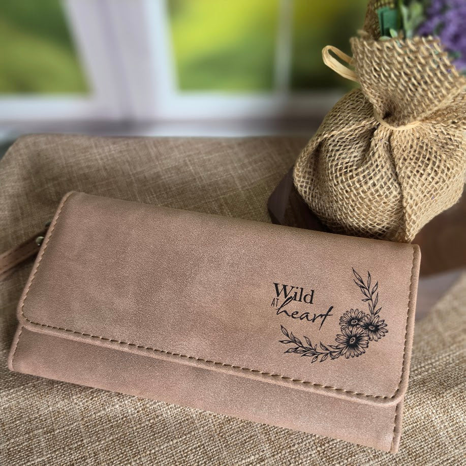 Personalized Wristlet Wallet | Custom Engraved Leatherette RFID Wallet