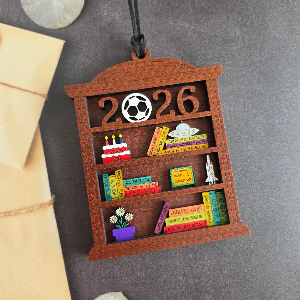2026 Time Capsule Ornament | Year in Review Bookshelf