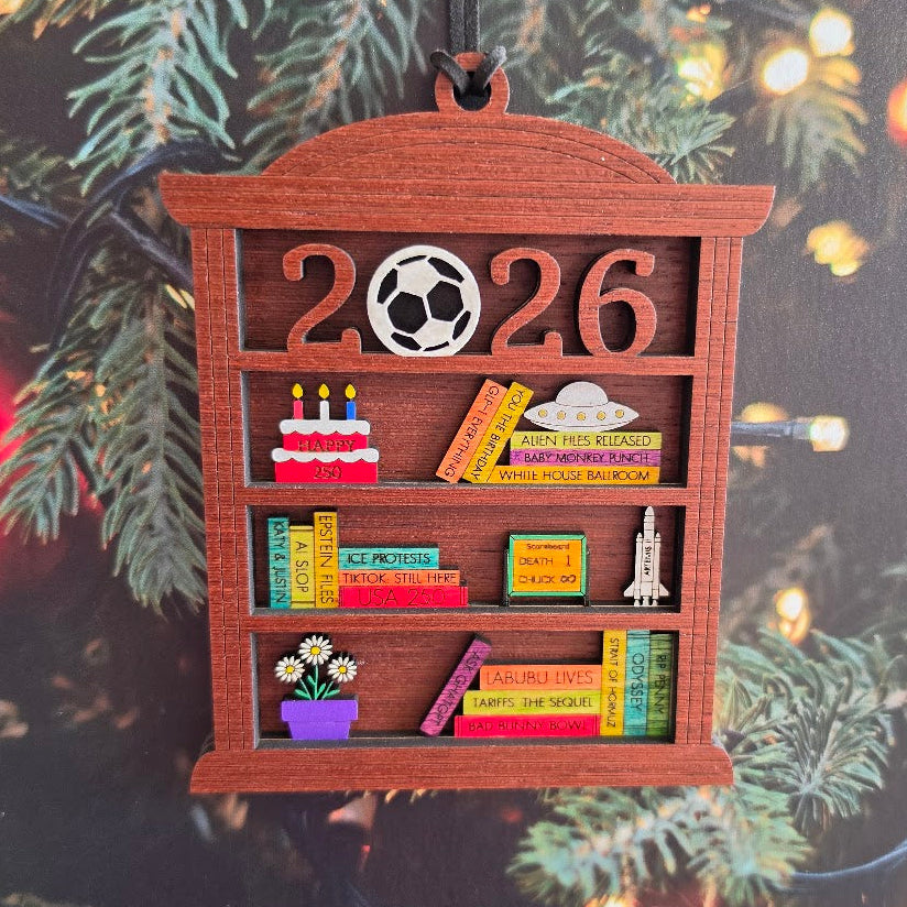 2026 Time Capsule Ornament | Year in Review Bookshelf