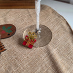 Jolly Sips Holiday Wine Charms with Wooden Holder