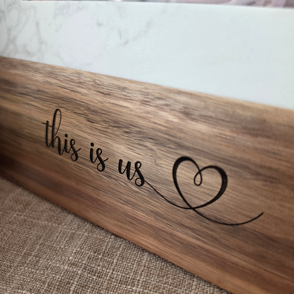 Personalized Marble & Acacia Wood Picture Frame | 5x7