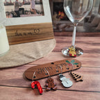 Jolly Sips Holiday Wine Charms with Wooden Holder