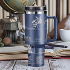 40oz Engraved Bookshelf Tumbler with Handle – Stainless Steel Insulated Cup