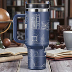 40oz Engraved Bookshelf Tumbler with Handle – Stainless Steel Insulated Cup
