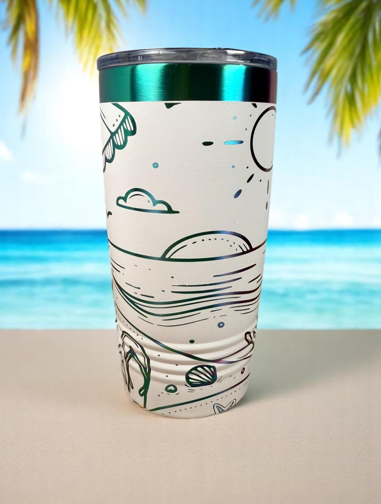Beach Day Stainless Steel Tumbler with Prism ION-Plated Engraving - 20oz