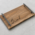 Personalized Acacia Wood Serving Board with Black Handles
