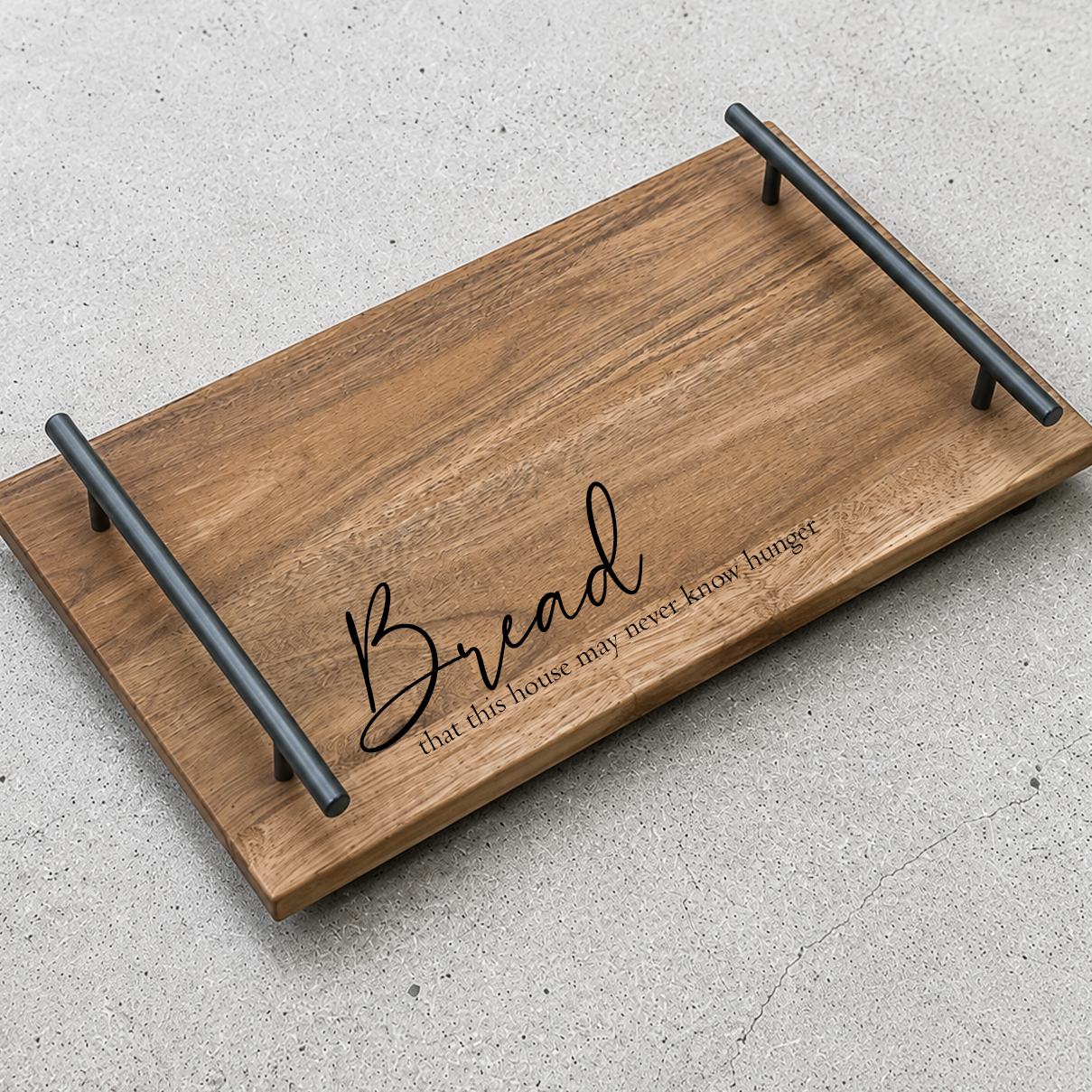 Personalized Acacia Wood Serving Board with Black Handles