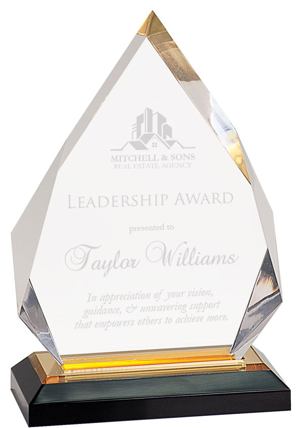 Custom Crystal Corporate Award – Engraved Recognition Trophy