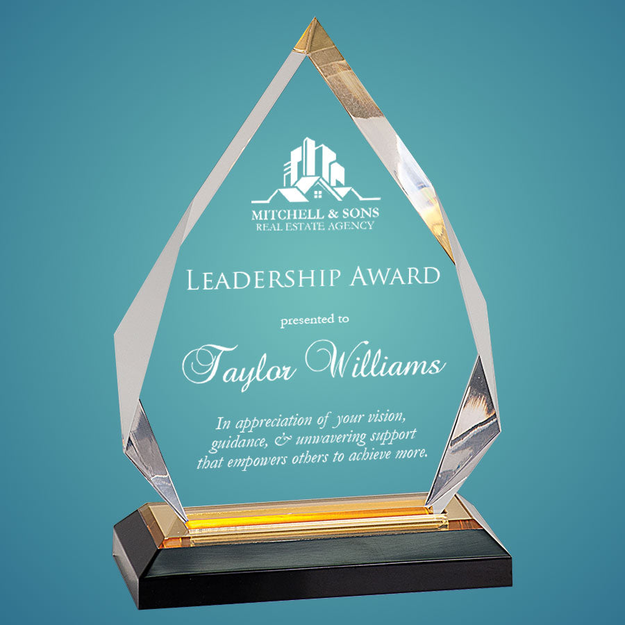 Custom Crystal Corporate Award – Engraved Recognition Trophy