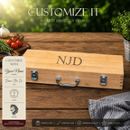 bbq tool set with personalized wooden carrying case