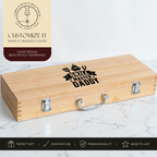 bbq tool set with personalized wooden carrying case