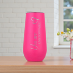 Personalized Affirmation Insulated Champagne Flutes with Floral Design