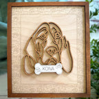 Personalized Dog Portrait - Wood Line Art Decor - 96 Breeds with Optional Name Bone or Winged Paw
