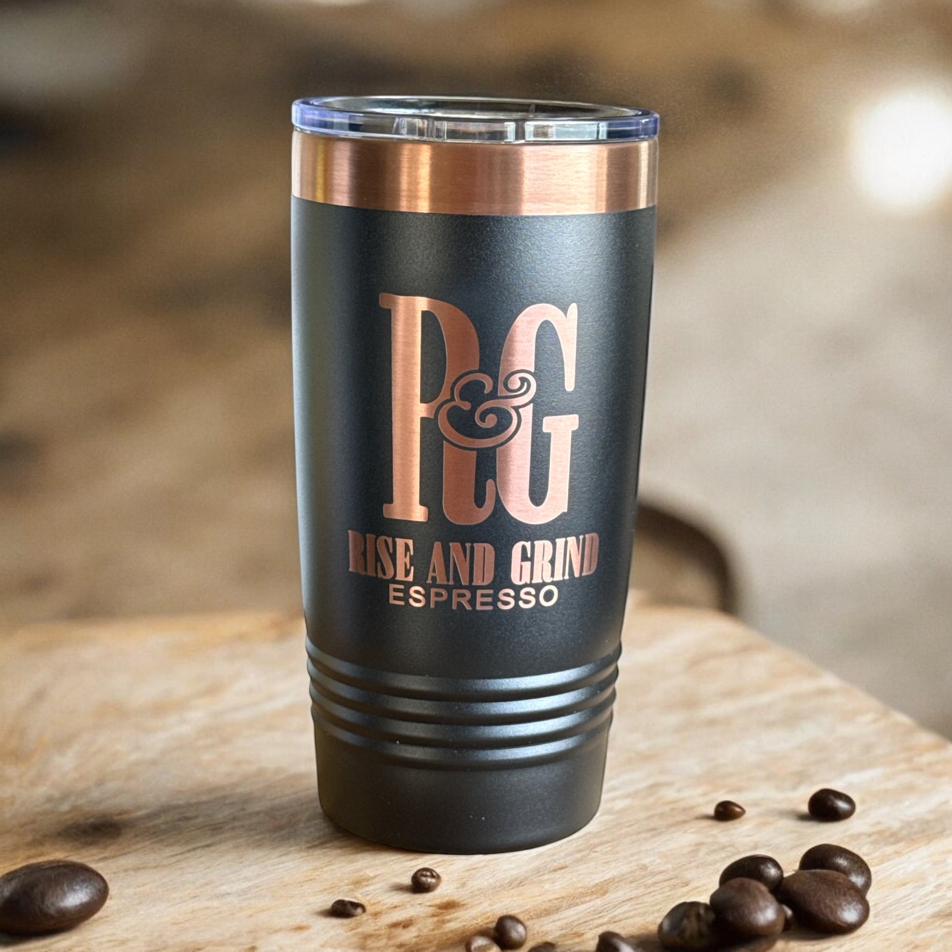 Rise & Grind Espresso - Engraved 20oz Stainless Steel Tumbler