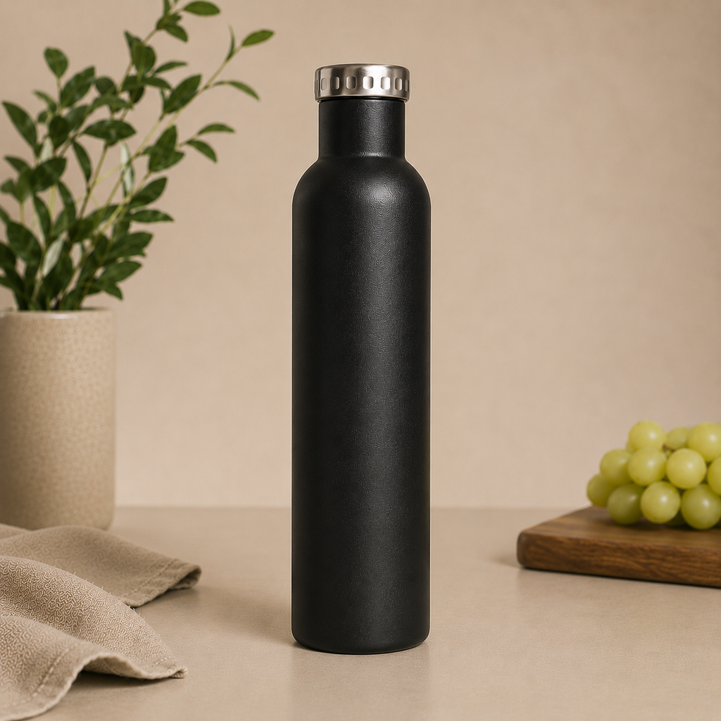 wine growler in black with custom engraving