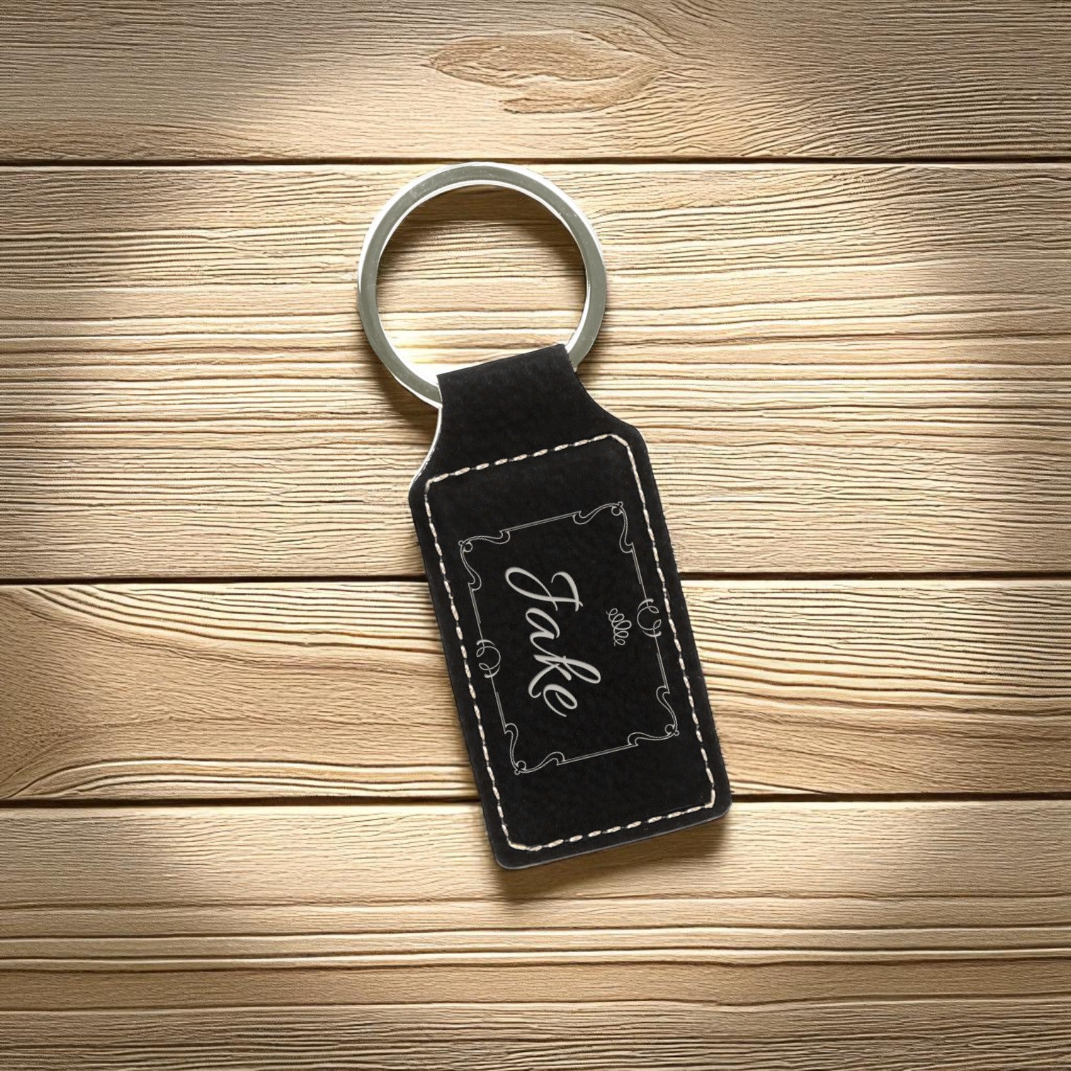 Custom Engraved Leatherette Keychains