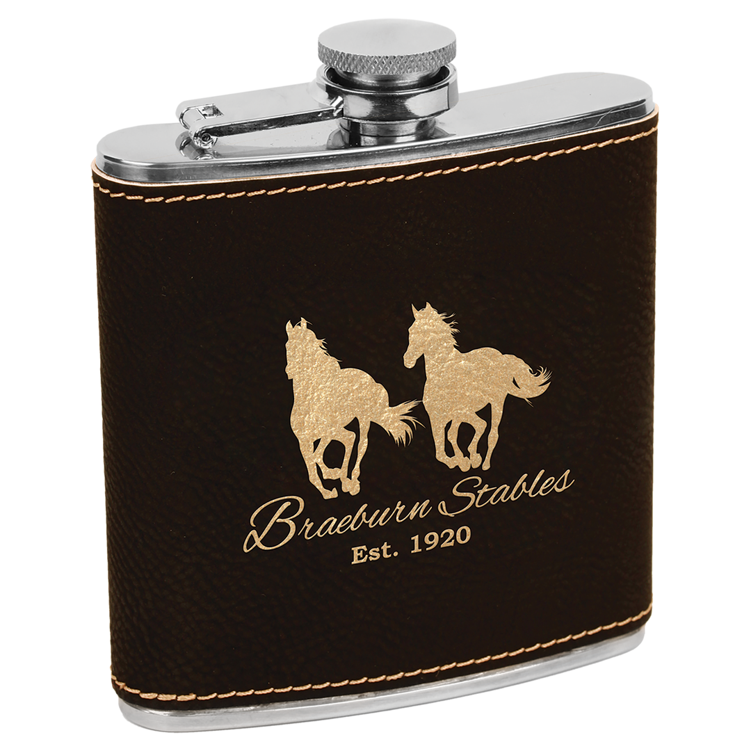 Engraved Leatherette Flask – Personalized “Aged to Perfection” Birthday Flask – Vintage Year Edition