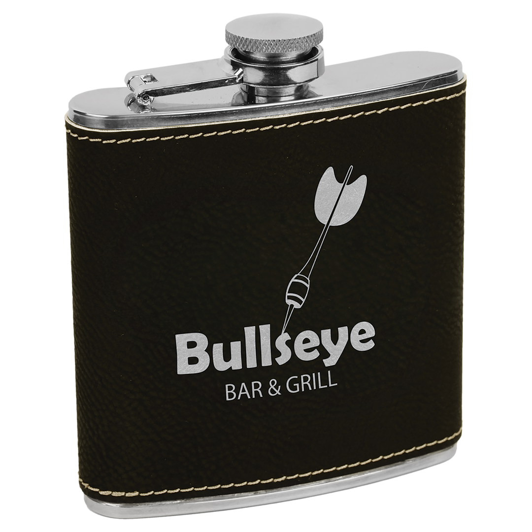 Personalized Leatherette Flask – Custom Monogram or Full Name Engraving