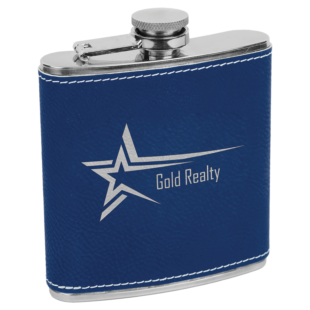 Personalized Leatherette Flask – Custom Monogram or Full Name Engraving