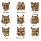 Personalized Cat Portrait - Wood Line Art Decor - 46 Breeds with Optional Name Fish or Winged Paw