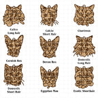 Personalized Cat Portrait - Wood Line Art Decor - 46 Breeds with Optional Name Fish or Winged Paw