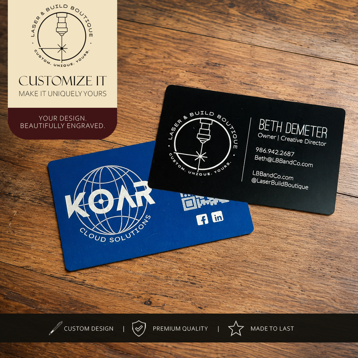 Engraved Metal Business Cards - Set of 50
