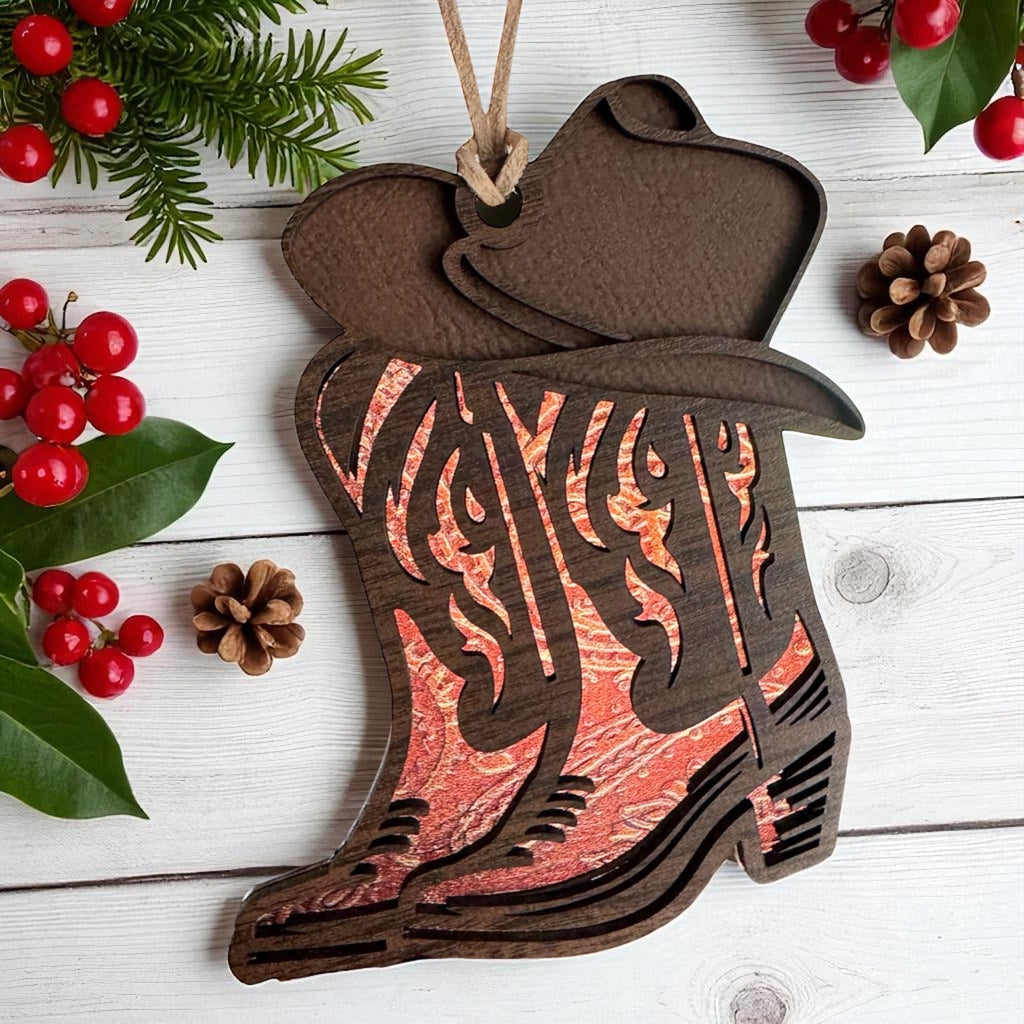 Cowboy Boots ‘N Hat Handmade Ornament