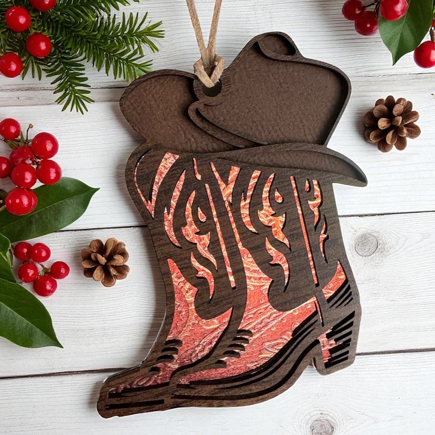 Cowboy Boots ‘N Hat Handmade Ornament