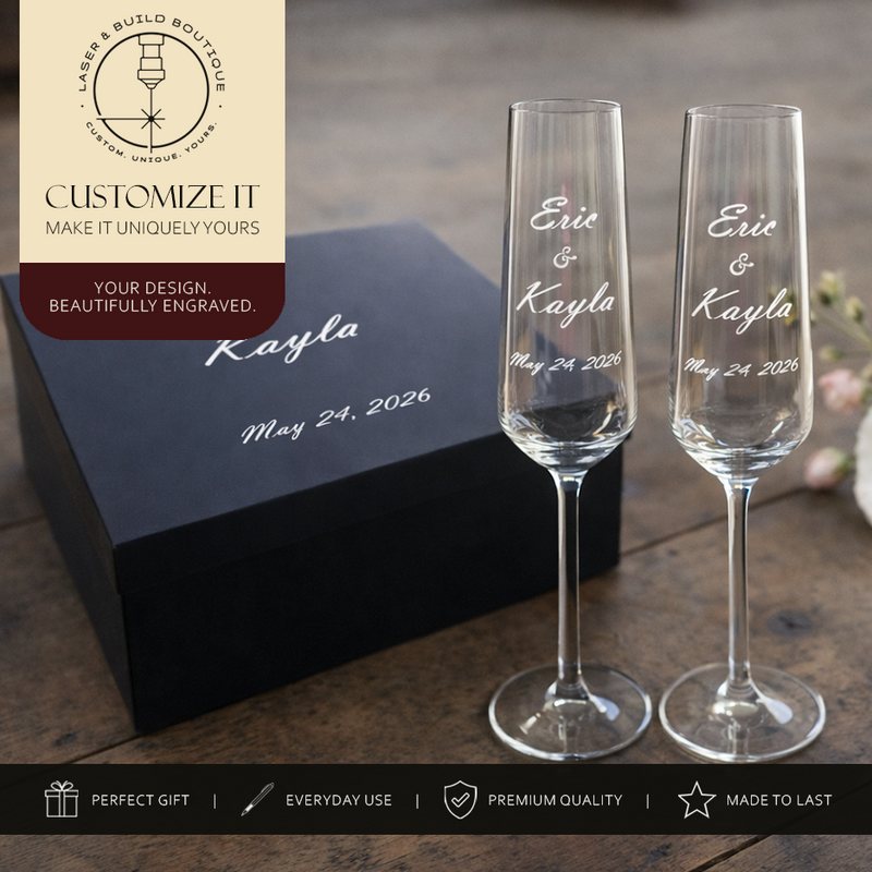 Wedding Champagne Flutes | Engraved Crystal Flute Set