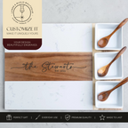 Personalized Charcuterie Board Set | Marble & Acacia