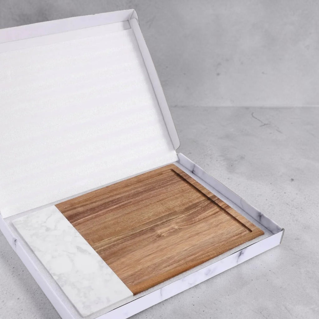 Personalized Charcuterie Board | Marble & Acacia Wood