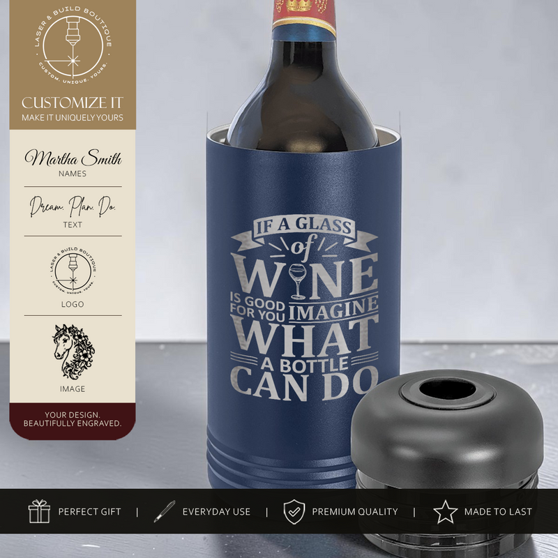 Custom Engraved Insulated Wine Chiller - Polar Camel Brand