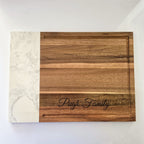 Personalized Charcuterie Board | Marble & Acacia Wood
