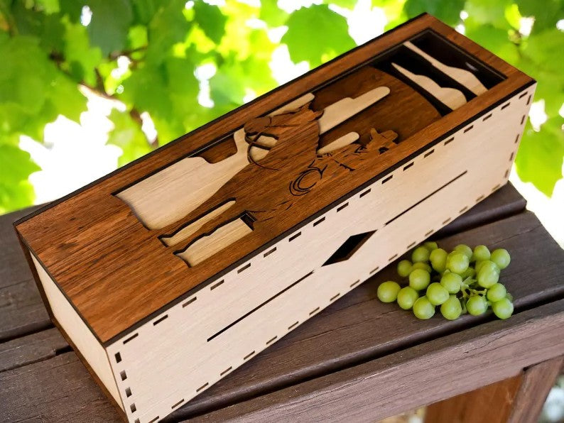 Elegant Laser-Cut Wooden Wine Gift Boxes