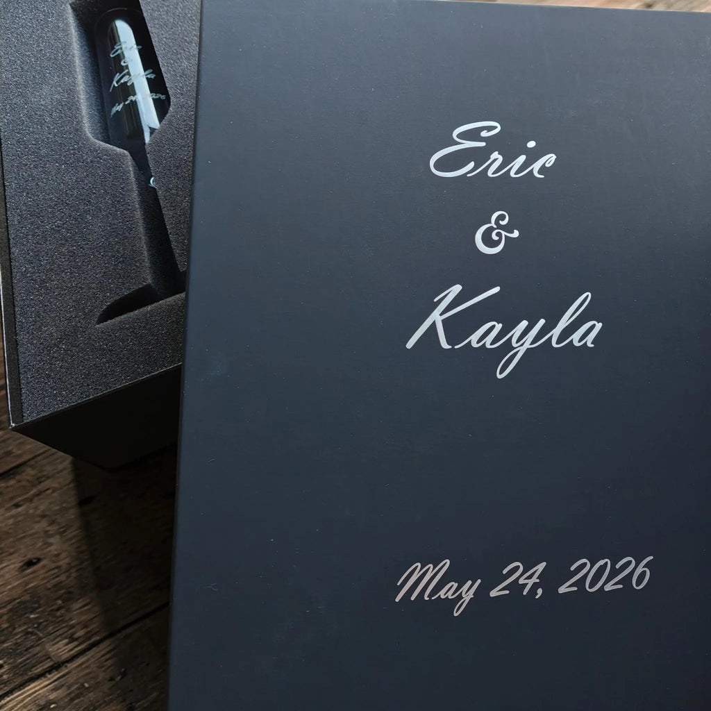 Custom wedding champagne flutes with names and date