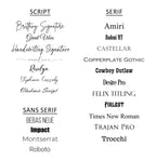 custom coasters font options for personalized engraving
