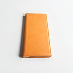 Saddle Tan leatherette tally book cover with black engraving